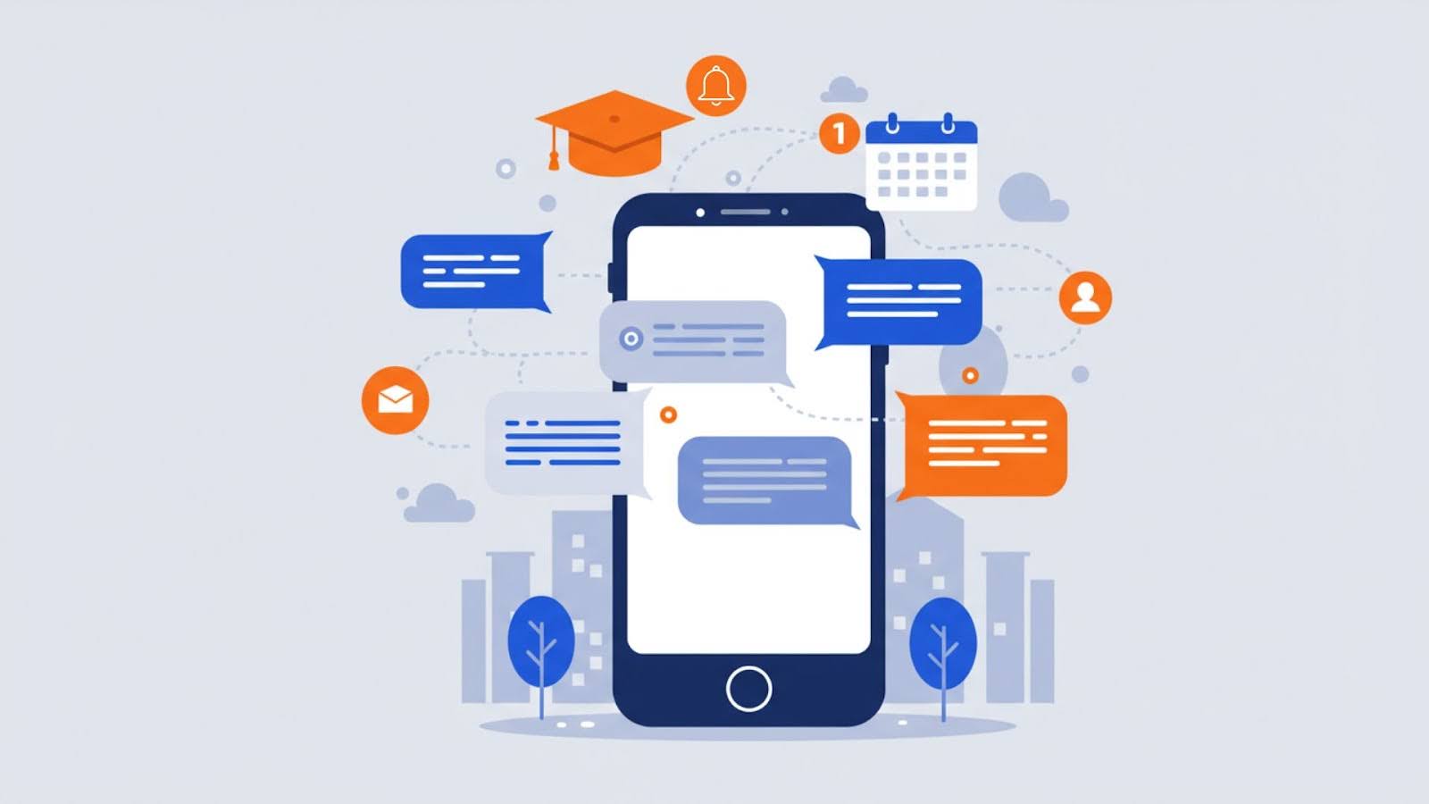 phone graphic blue and orange