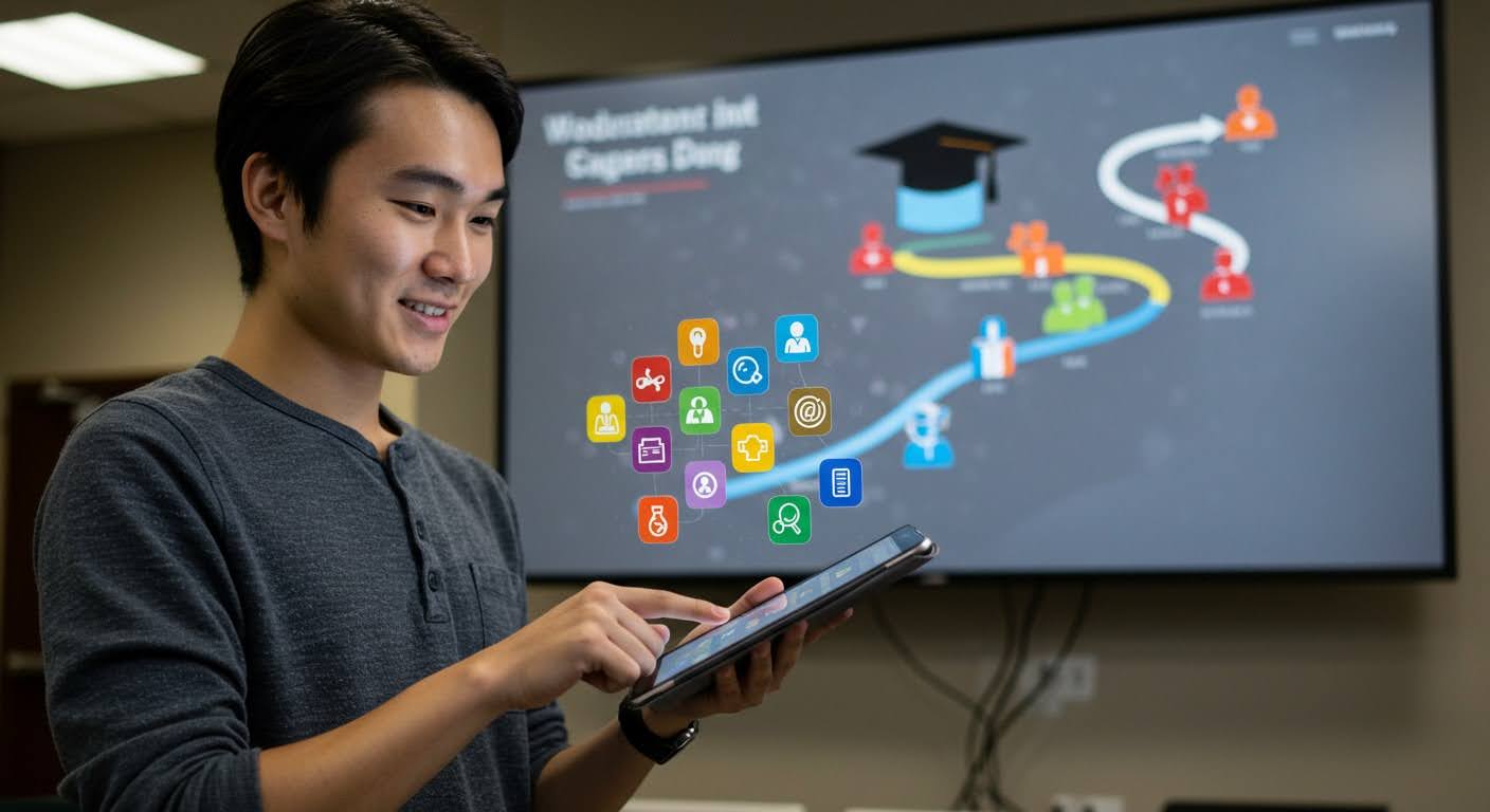 student using technology