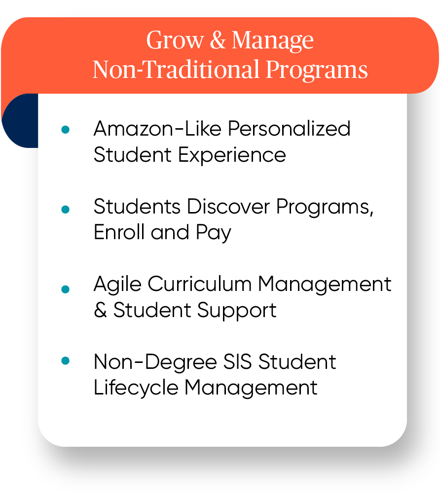 Grow and manage non-traditional offerings in higher education.